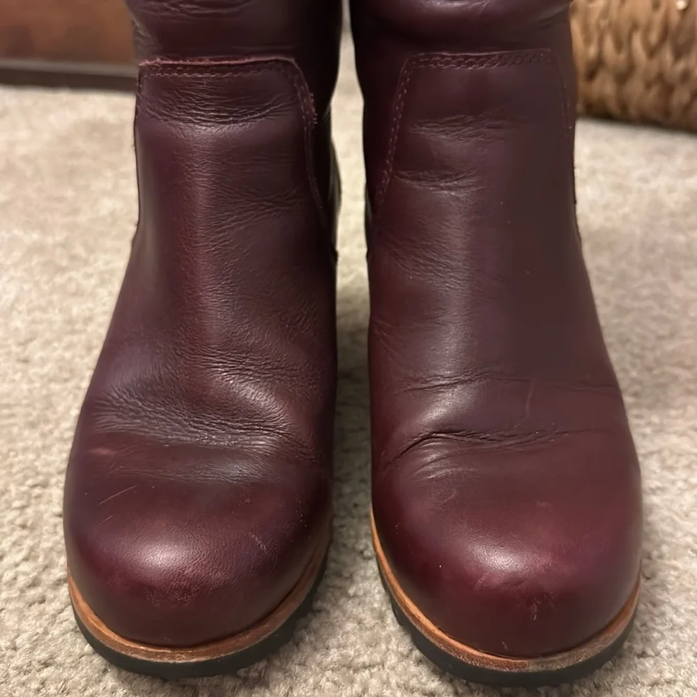SOREL WOMEN'S FIONA OTK LUX Over the Knee Leather Boot Wine Burgundy Size 7